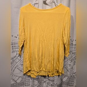 EUC Women's Westbound Petites Yellow Long Sleeve Peek A Boo Back Top Size PM